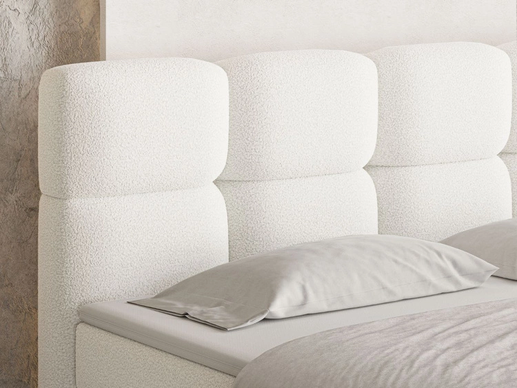 Łóżko kontynentalne z pojemnikiem na pościel 140x200 Rivon Kremowe