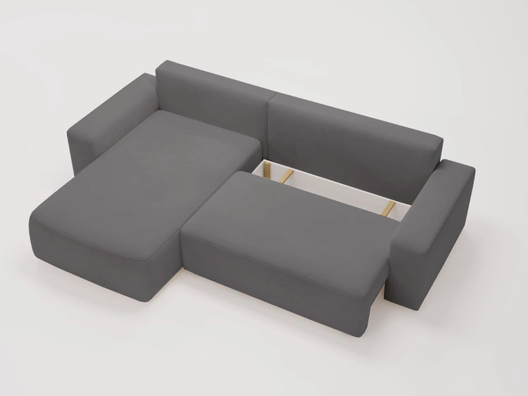 Narożnik L Lewy z funkcją spania i pojemnikiem Tazones Ciemno szary