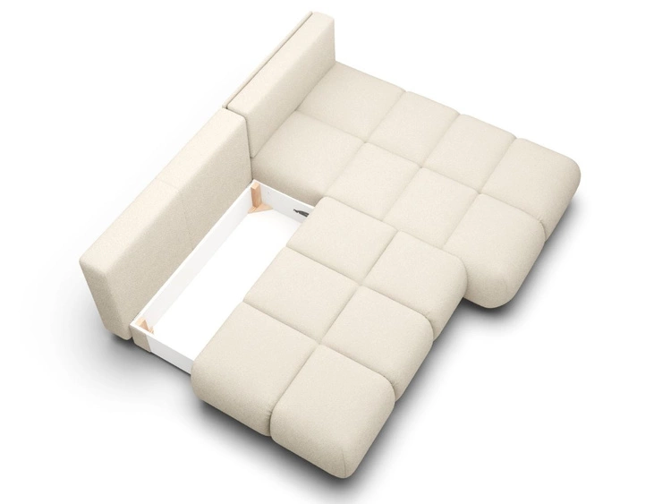 Narożnik z funkcją spania i pojemnikiem Prawy Milet Kremowy