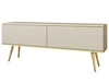 Szafka pod telewizor z drzwiczkami 135 cm z gładkim frontem Diolo Beżowa na złotych nogach