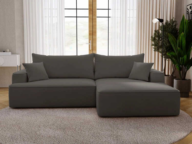 Narożnik L Prawy z funkcją spania i pojemnikiem California Ciemnoszary