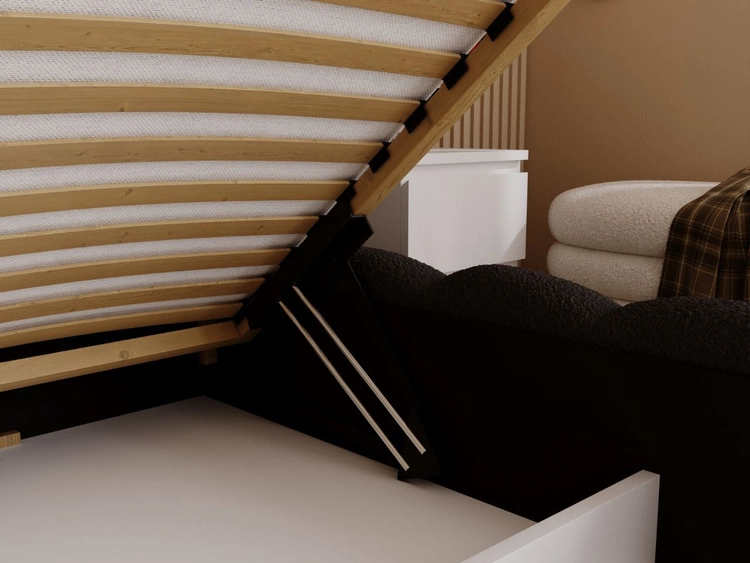 Łóżko tapicerowane z pojemnikiem i stelażem 200x200 Smile Czarne