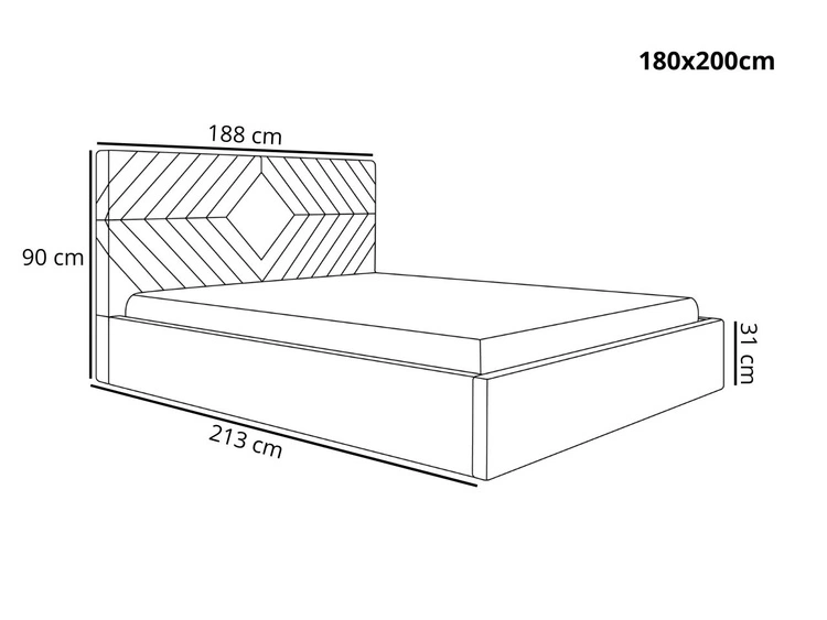 Łóżko tapicerowane z pojemnikiem i stelażem 180x200 Loris Różowe