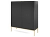 Komoda z drzwiami Amber czarna na złotych nogach