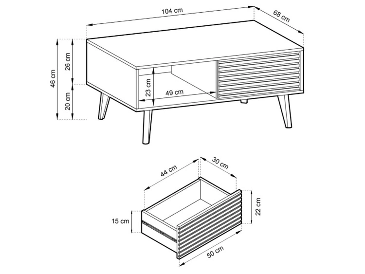 Stolik kawowy z szufladą Astro Czarny