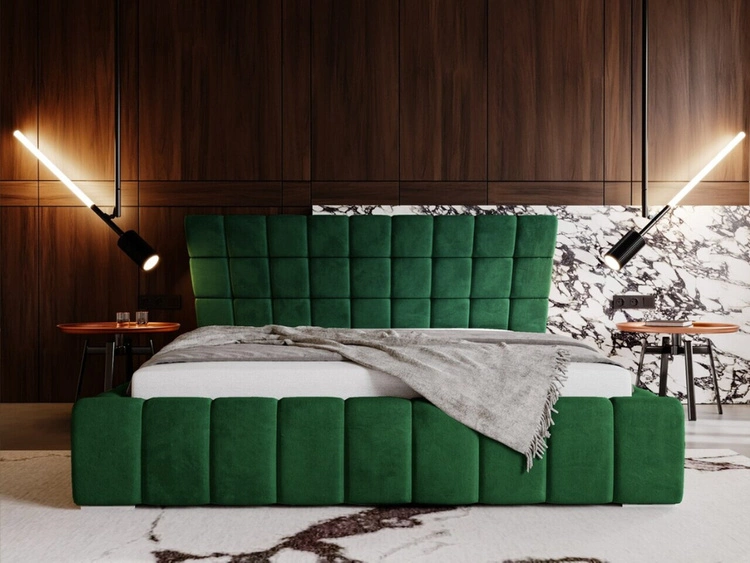 Łóżko tapicerowane z pojemnikiem i stelażem 180x200 cm Paris Zielone