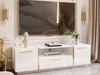 Szafka RTV w stylu glamour dwudrzwiowa z szufladą Lunelie biały połysk