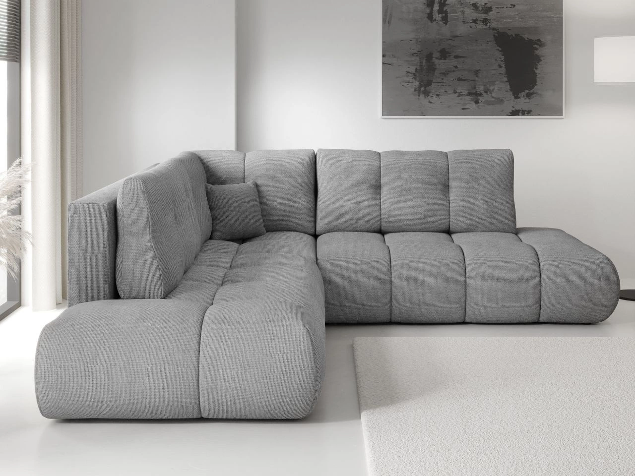 Narożnik z funkcją spania i pojemnikiem Lewy Kair Szary