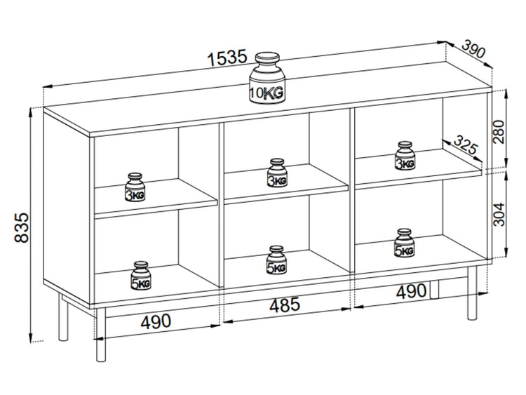 Komoda z drzwiami 154 cm Julio Dąb Linea