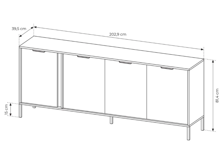 Komoda z drzwiami 203 cm Drino Antracyt