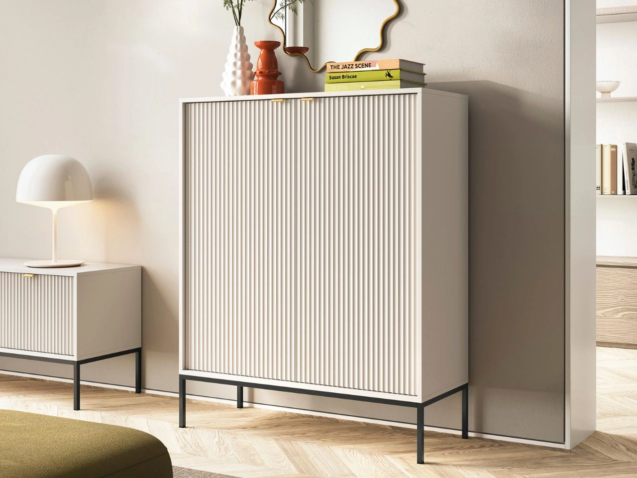 Komoda z drzwiami Amber Kaszmir na czarnych nogach
