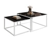 Stolik kawowy na białym stelażu z szklanym blatem Asumi Czarny 35x41
