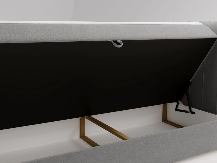 Łóżko kontynentalne z pojemnikiem na pościel 160x200 Osteno Szare