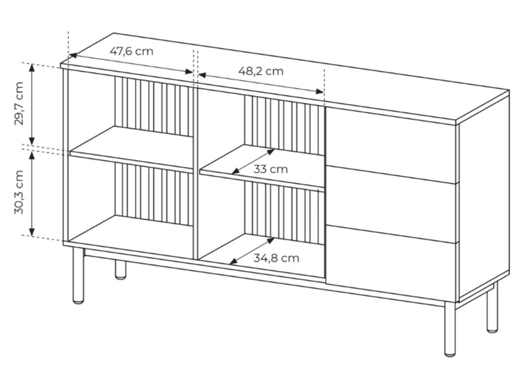 Komoda z drzwiami i szufladami 150 cm Loara Czarna, Dąb Evoke