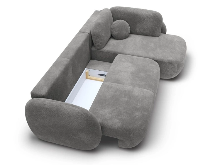 Narożnik z funkcją spania i pojemnikiem Prawy Carino Szary