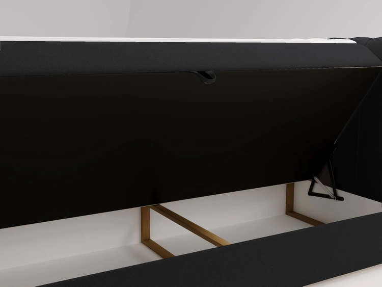 Łóżko kontynentalne z pojemnikiem na pościel 160x200 Osteno Czarne