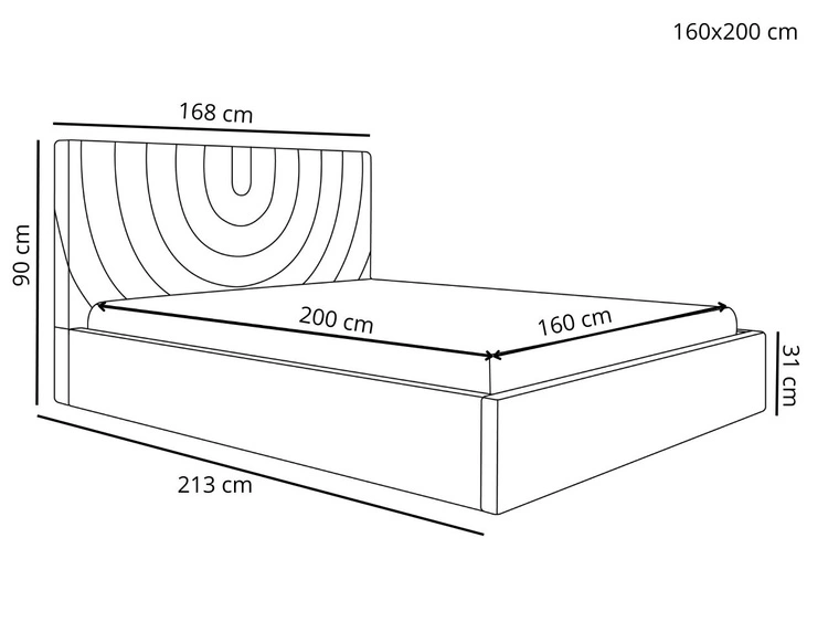 Łóżko tapicerowane z pojemnikiem i stelażem 160x200 Corti Szary