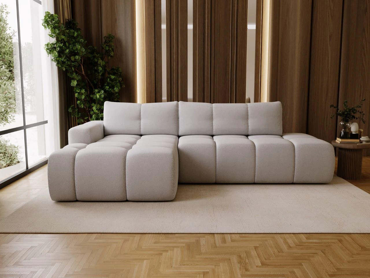 Narożnik L Lewy z funkcją spania i pojemnikiem Montero Szary