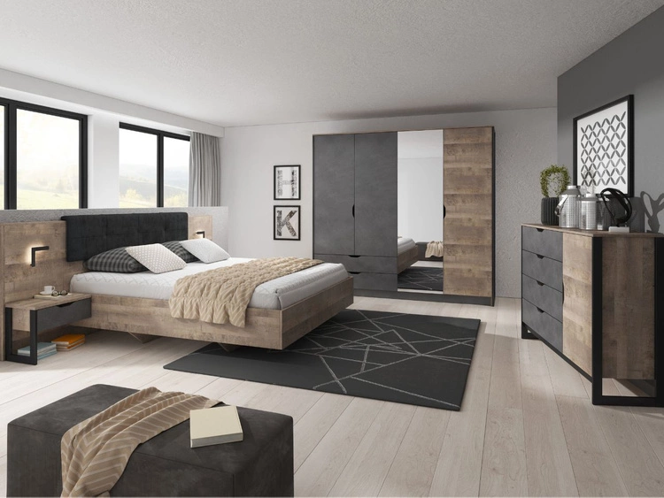 Szafa czterodrzwiowa z drzwiami uchylnymi Denis Dąb Sand Grande, Matera