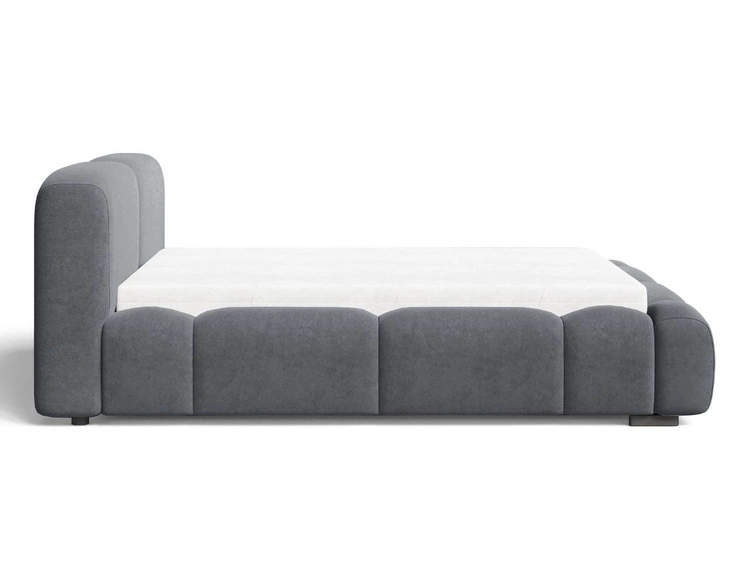 Łóżko tapicerowane z pojemnikiem i stelażem 140x200 Aubi Ciemnoszare