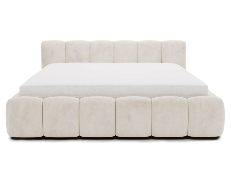 Łóżko tapicerowane z pojemnikiem i stelażem 200x200 Cloud Low beżowe