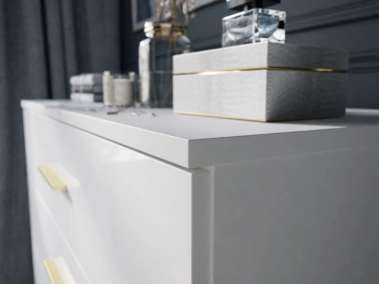 Komoda z czterema szufladami i oświetleniem LED Nuveo Biały połysk