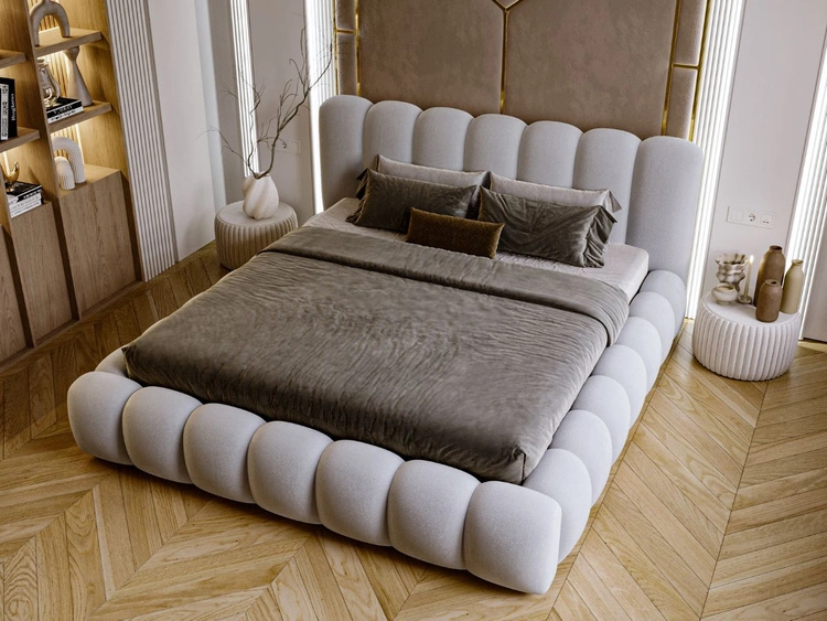 Łóżko tapicerowane z pojemnikiem i stelażem 180x200 Averia Szary