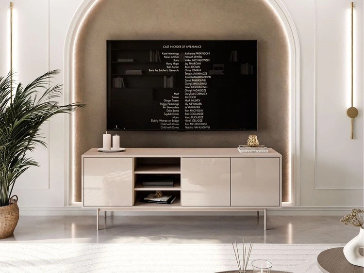 Szafka RTV glamour pod telewizor z drzwiczkami na kaszmirowych nogach Vivance Kaszmir połysk