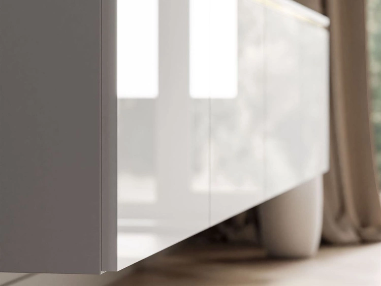 Szafka RTV wisząca w stylu glamour z oświetleniem LED Celle biały połysk