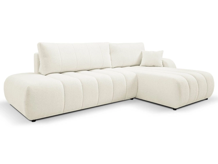 Narożnik z pojemnikiem i funkcją spania Prawy Adoro Kremowy