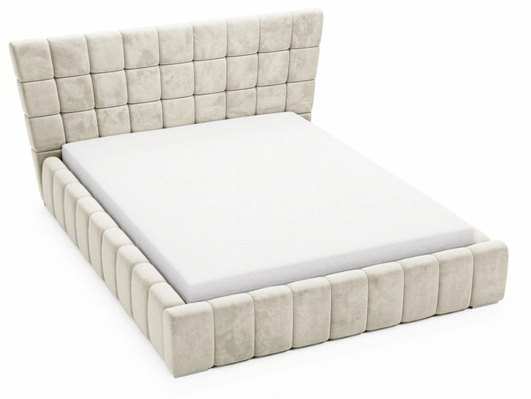 Łóżko tapicerowane z pojemnikiem i stelażem 180x200 cm Paris Beżowe