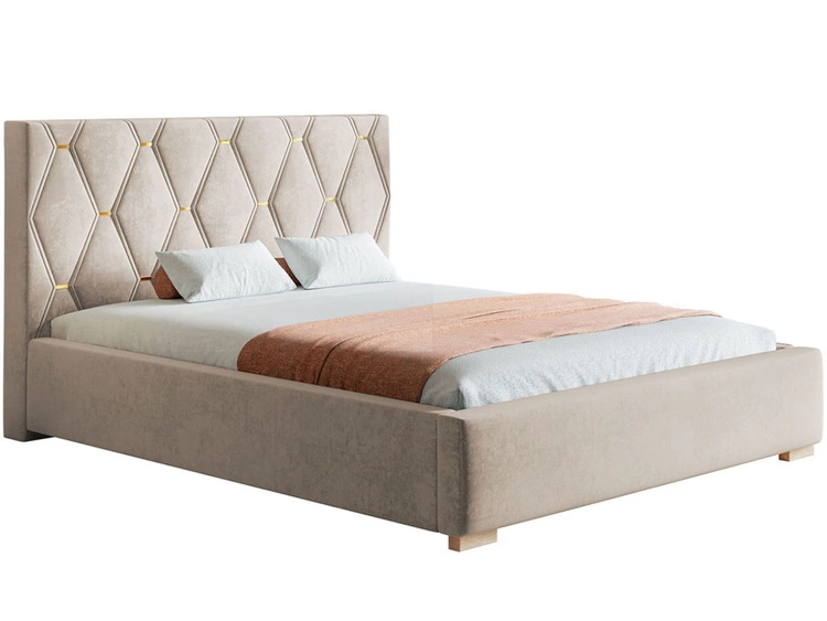 Łóżko tapicerowane z pojemnikiem i stelażem 160x200 Tasso Beżowe