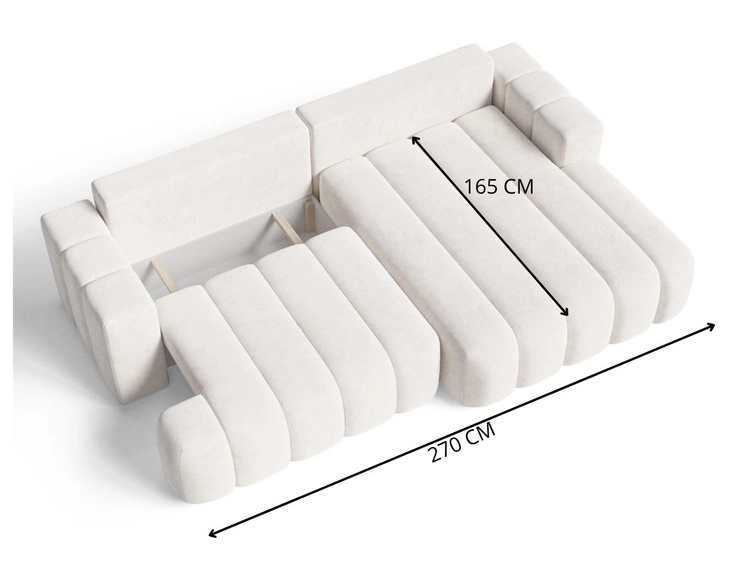Narożnik L Prawy z funkcją spania i pojemnikiem Caleo Jasnoszary