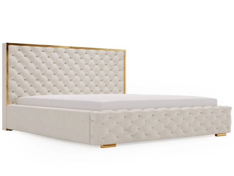 Łóżko tapicerowane z pojemnikiem i stelażem 180x200 Wave Beżowy