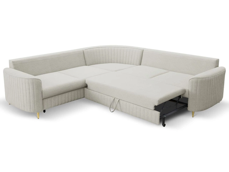 Narożnik L Prawy z funkcją spania i pojemnikiem Limon Jasny szary