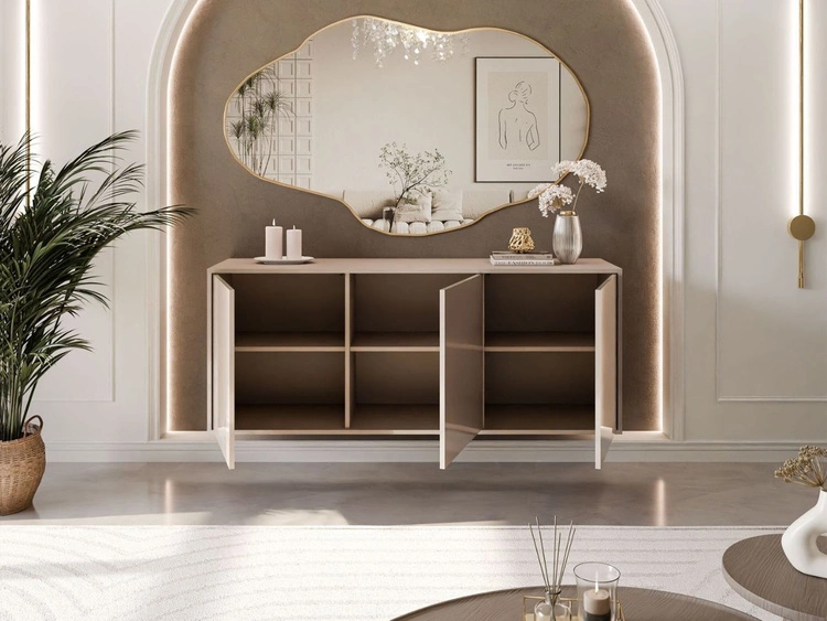 Trzydrzwiowa komoda 154 cm w stylu glamour wisząca Vivance kaszmir połysk