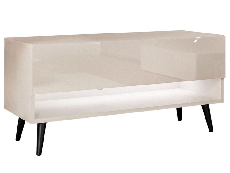 Szafka RTV 90 cm do salonu z oświetleniem LED i czarnymi nóżkami Aurelie Kaszmir połysk