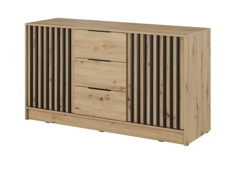 Komoda z drzwiami i szufladami 155 cm Macron Dąb Artisan z lamelami