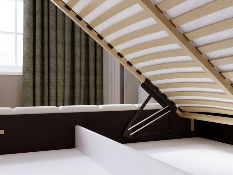 Łóżko tapicerowane z pojemnikiem i stelażem 140x200 Orio Beżowy