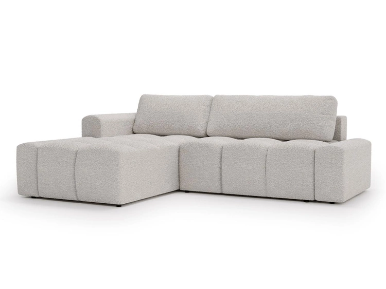 Narożnik L lewy z funkcją spania i pojemnikiem Lana Biały