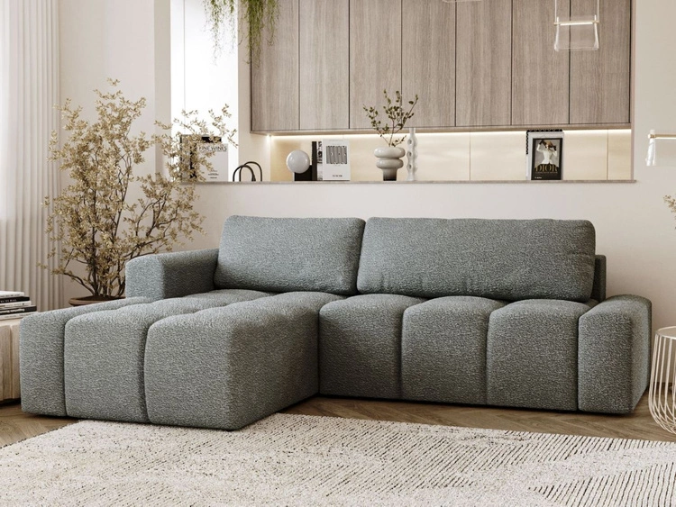 Narożnik L lewy z funkcją spania i pojemnikiem Lana Szary