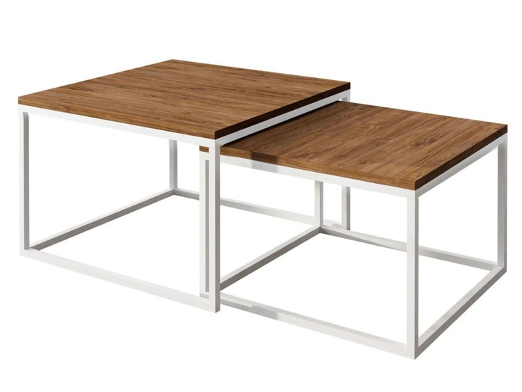 Stolik kawowy na białym stelażu Asumi Dąb Stirling 40x46