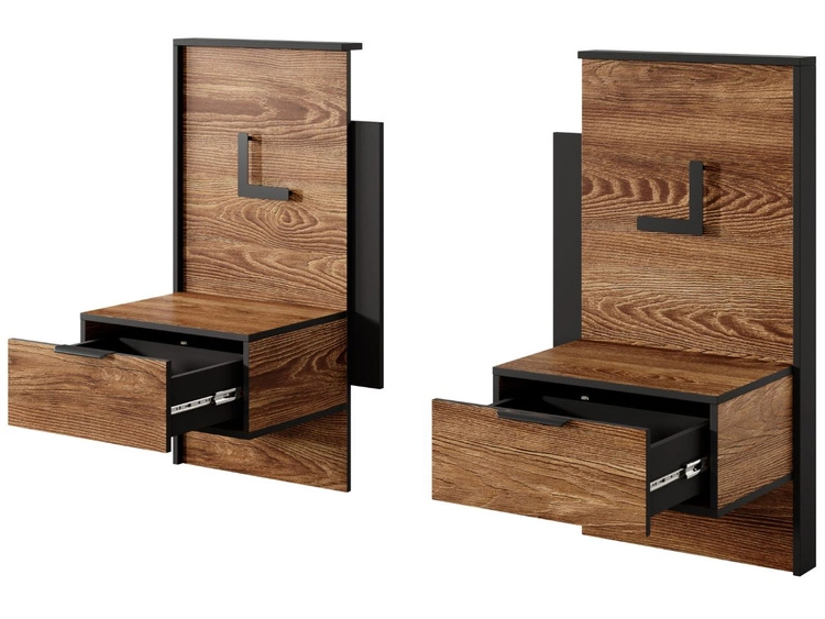 Zestaw dwóch stolików nocnych Montreal Brązowy, Czarny