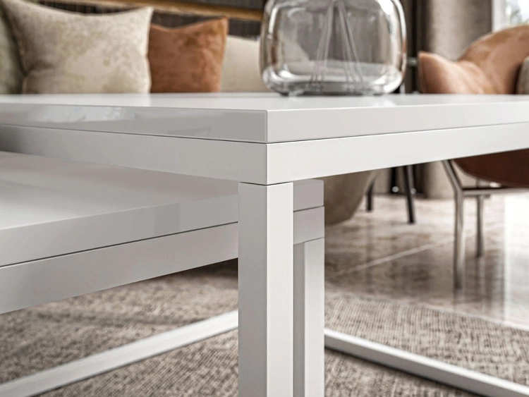 Stolik kawowy na białym stelażu Asumi Biały Połysk 36x42