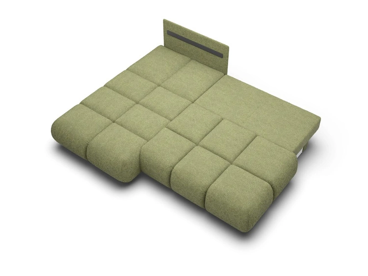 Narożnik z funkcją spania i pojemnikiem Lewy Milet Zielony