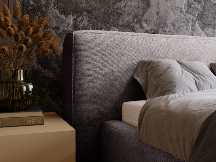 Łóżko tapicerowane z pojemnikiem i stelażem 140x200 cm Monza Ciemnoszare