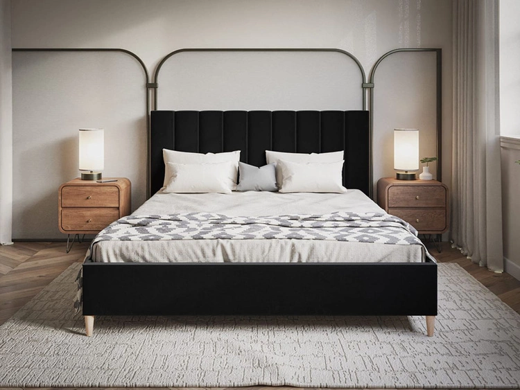 Łóżko tapicerowane ze stelażem 180x200 Snazi Czarne
