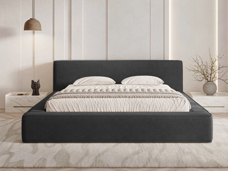 Łóżko tapicerowane z pojemnikiem i stelażem 120x200 Mali Czarne