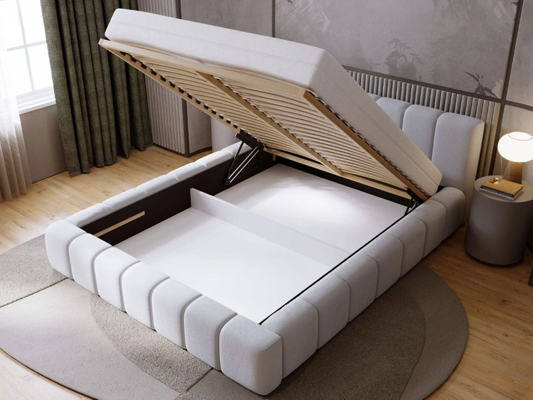 Łóżko tapicerowane z pojemnikiem i stelażem 160x200 Orio Szary