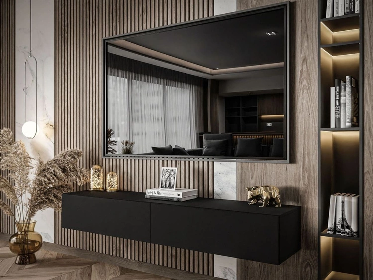 Szafka RTV dwudrzwiowa wisząca 175 cm Sorelle czarny mat